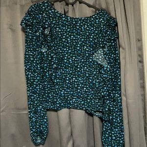 Blue floral long sleeve Flowy blouse